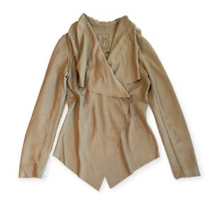 My Tribe Asymmetrical Grey Leather Jacket—S